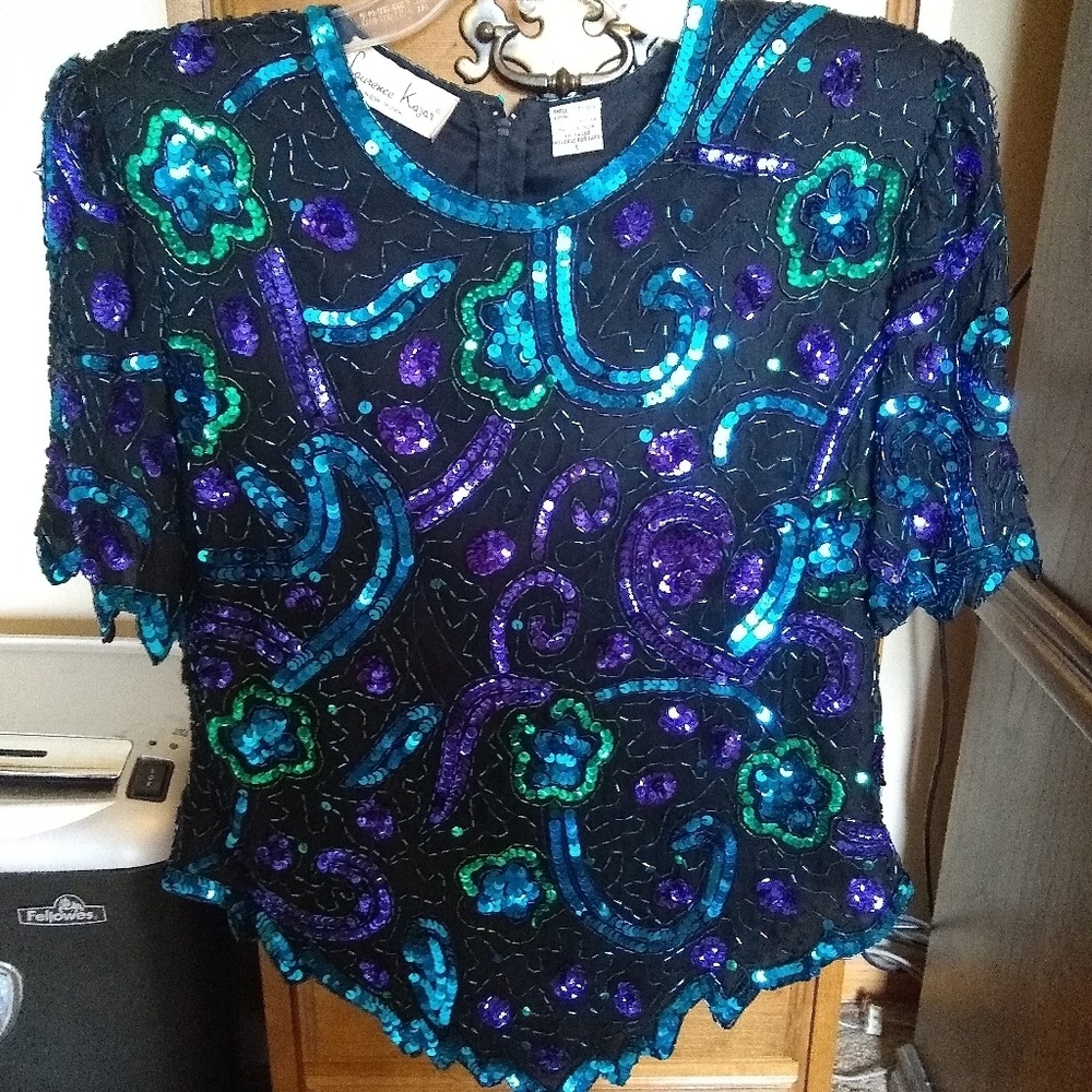 Laurence Kazar sequined top